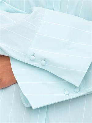 TWIN-SET Camicia Twinset Actitude in popelin tinto filo verde a riche con ricamo castoni in DONNA