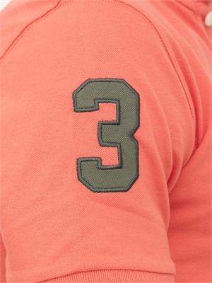 Polo uomo La Martina in cotone corallo con patch numero 3 e logo sottocollo in UOMO