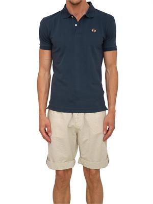 Polo uomo La Martina in cotone blu con logo sul petto e logo sul sottocollo in UOMO