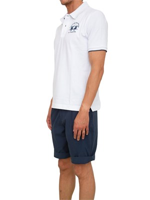 Polo uomo La Martina in cotone bianco con ricamo logo e sottocollo logo in UOMO