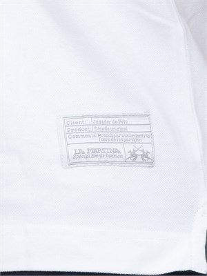 Polo uomo La Martina in cotone bianco con ricamo logo e sottocollo logo in UOMO
