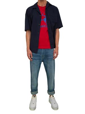 T-shirt uomo La Martina in cotone rosso con logo grande a contrasto in UOMO