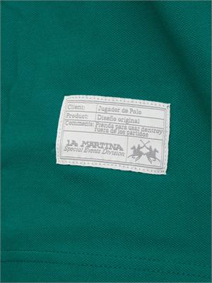 Polo uomo La Martina in cotone verde con logo grande e sottocollo con logo a contrasto in UOMO