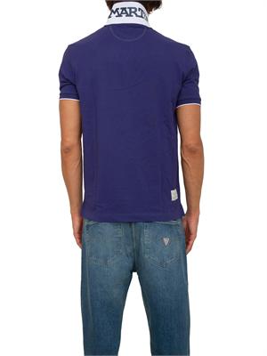 Polo uomo La Martina in cotone blu con logo grande e sottocollo con logo a contrasto in UOMO