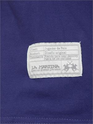 Polo uomo La Martina in cotone blu con logo grande e sottocollo con logo a contrasto in UOMO