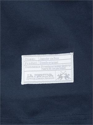 Polo uomo La Martina in cotone blu con ricamo logo e sottocollo logo in UOMO