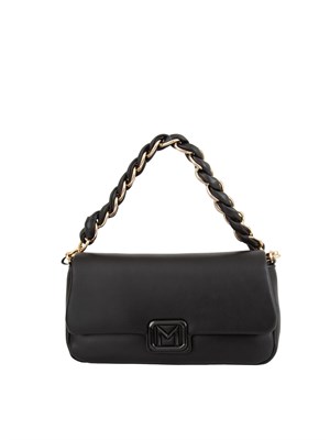 Borsa Marella in similpelle nera con manico intrecciato in DONNA