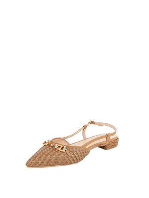 TWIN-SET Ballerine Twinset slingback con Oval T beige in DONNA
