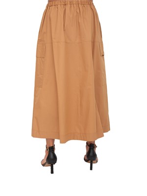 TWIN-SET Gonna lunga Twinset in popeline cammello con pieghe in DONNA