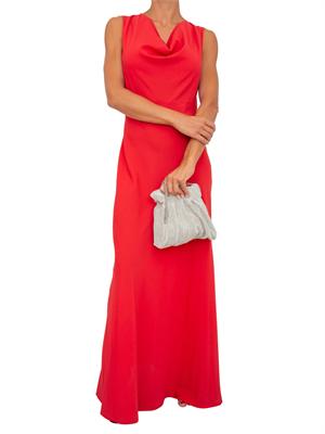 TWIN-SET Abito lungo rosso Twinset con collo drappeggiato e spacco laterale in DONNA