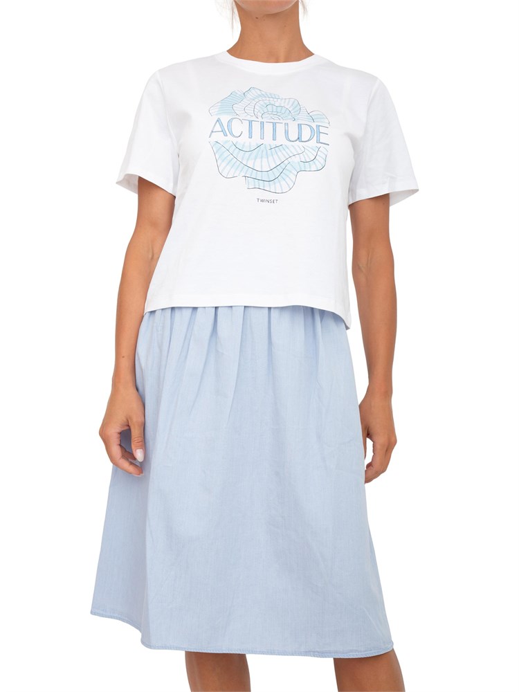 TWIN-SET T-shirt Twinset Actitude in cotone bianco con stampa cuore
