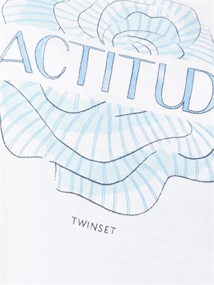 TWIN-SET T-shirt Twinset Actitude in cotone bianco con stampa cuore in DONNA