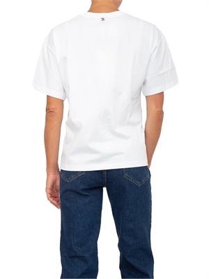TWIN-SET T-shirt Twinset in pregiato cotone bianco con stampoa floreale sul davanti in DONNA