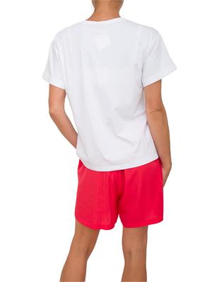 T-shirt bianca Liu Jo donna con girocollo, maniche corte e stampa grafica con strass in DONNA