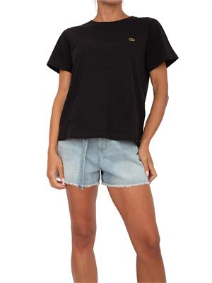 TWIN-SET T-shirt Twinset in cotone con logo Oval T di strass in DONNA
