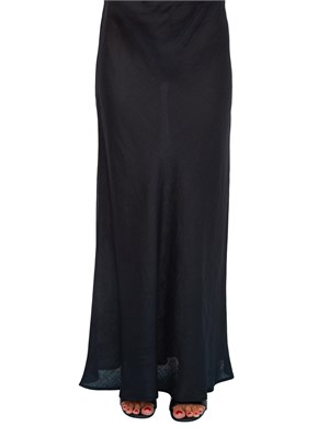 TWIN-SET Gonna lunga Twinset in lino nero con linea svasata e morbida in DONNA