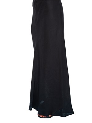 TWIN-SET Gonna lunga Twinset in lino nero con linea svasata e morbida in DONNA