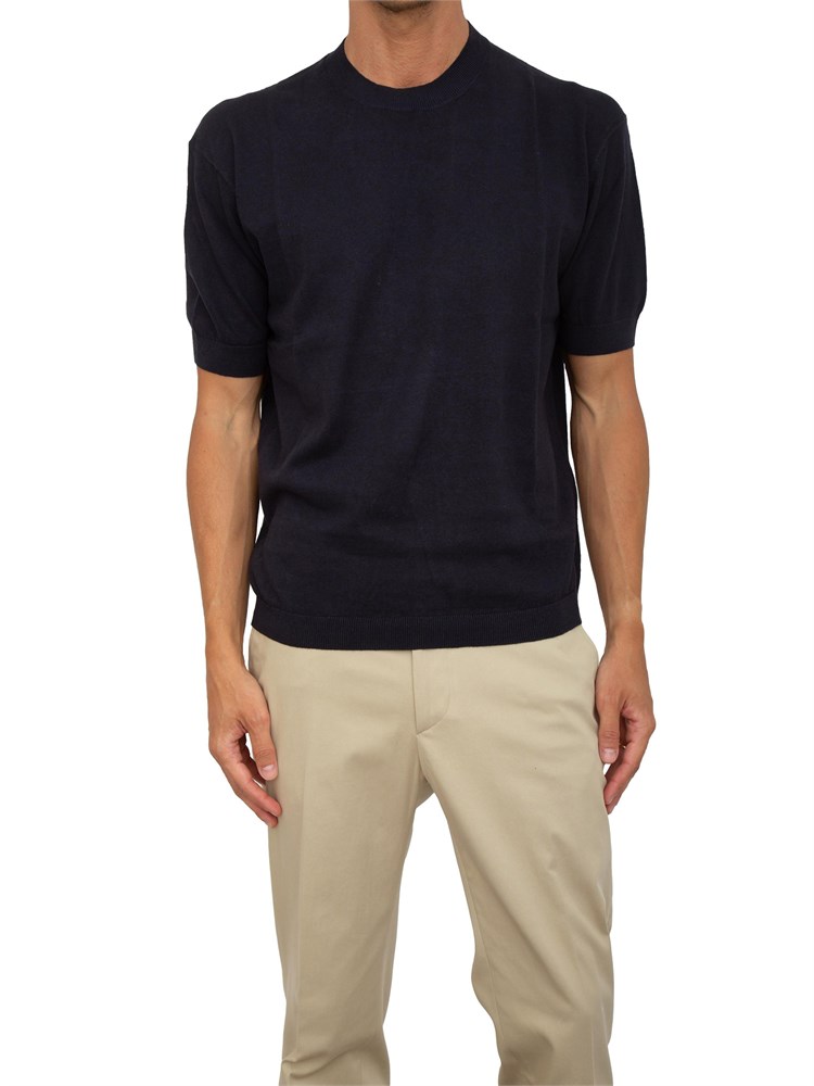 T-shirt in maglia Armani Exchange in misto lino blu