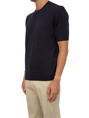 T-shirt in maglia Armani Exchange in misto lino blu in UOMO
