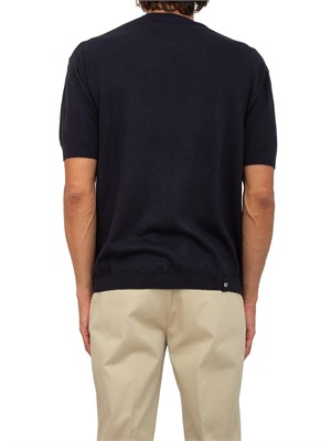 T-shirt in maglia Armani Exchange in misto lino blu in UOMO