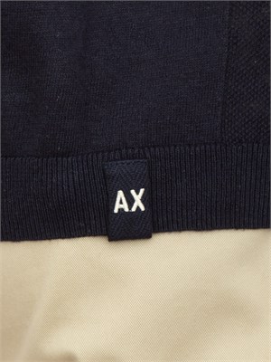 T-shirt in maglia Armani Exchange in misto lino blu in UOMO