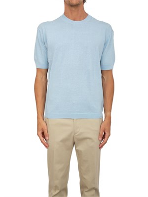 T-shirt in maglia Armani Exchange in misto lino azzurro in UOMO