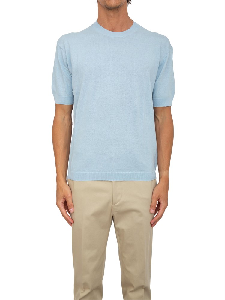T-shirt in maglia Armani Exchange in misto lino azzurro