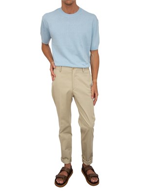 T-shirt in maglia Armani Exchange in misto lino azzurro in UOMO