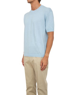 T-shirt in maglia Armani Exchange in misto lino azzurro in UOMO