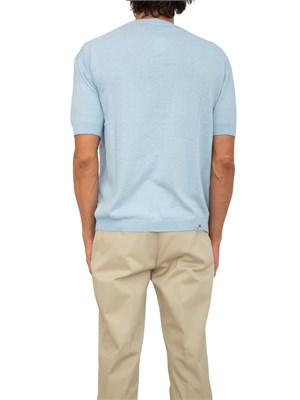T-shirt in maglia Armani Exchange in misto lino azzurro in UOMO