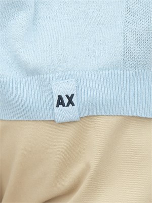 T-shirt in maglia Armani Exchange in misto lino azzurro in UOMO