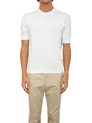 T-shirt in maglia Armani Exchange in misto lino bianco in UOMO
