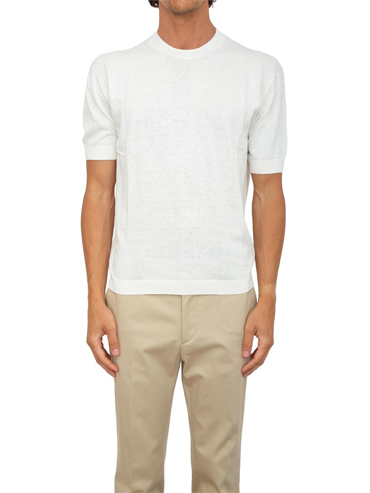 T-shirt in maglia Armani Exchange in misto lino bianco