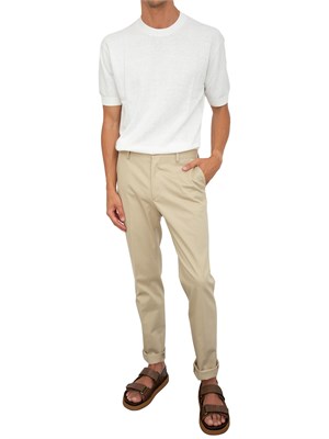 T-shirt in maglia Armani Exchange in misto lino bianco in UOMO