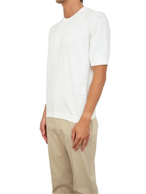 T-shirt in maglia Armani Exchange in misto lino bianco in UOMO