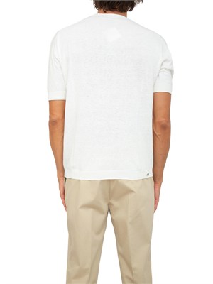 T-shirt in maglia Armani Exchange in misto lino bianco in UOMO