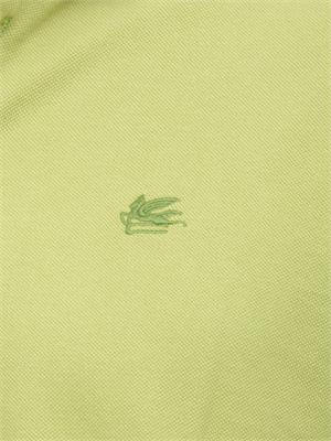 Polo verde Etro in cotone con dettaglio stampa floreale sul collo in UOMO