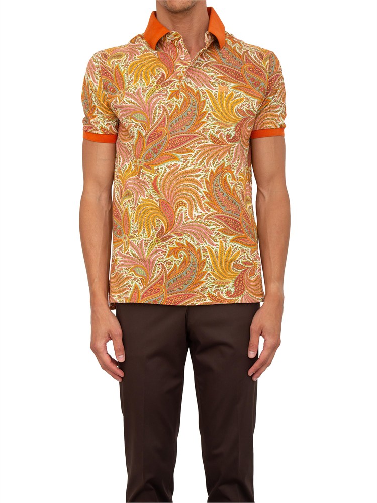 Polo Etro arancione con motivo floreale
