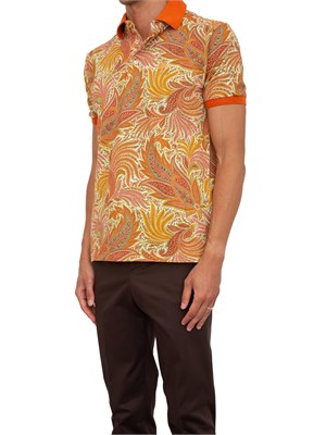 Polo Etro arancione con motivo floreale in UOMO
