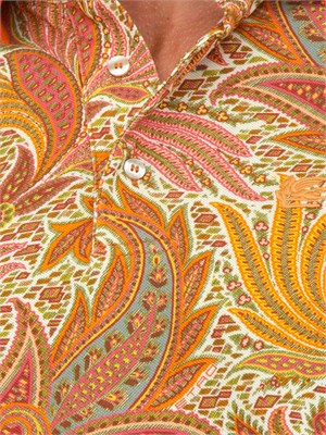 Polo Etro arancione con motivo floreale in UOMO