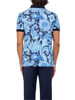 Polo Etro blu in cotone paisley floreale in UOMO