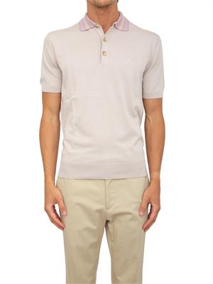 Polo Etro beige in cotone con pegaso in UOMO