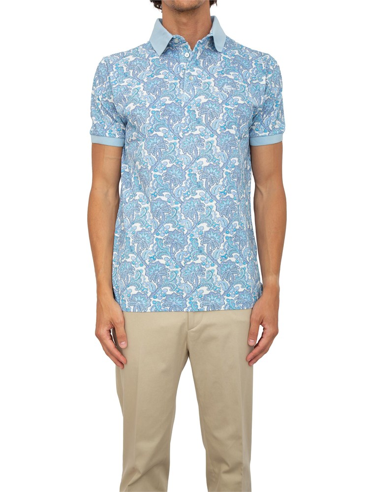 Polo Etro celeste con stampa floreale