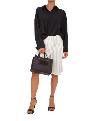 TWIN-SET Bermuda Twinset in cotone bianco panna gessato in DONNA