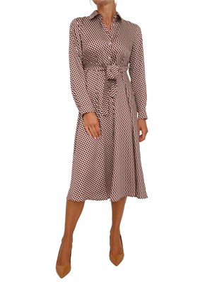 Abito chemisier Emme Marella in twill tecnico con stampa geometrica bianca e bordeaux in DONNA