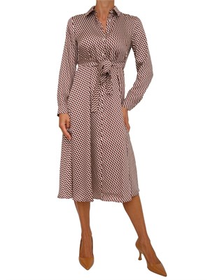 Abito chemisier Emme Marella in twill tecnico con stampa geometrica bianca e bordeaux in DONNA