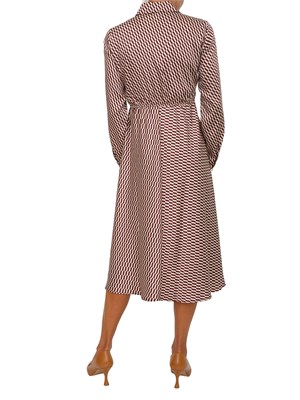 Abito chemisier Emme Marella in twill tecnico con stampa geometrica bianca e bordeaux in DONNA