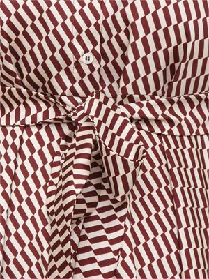 Abito chemisier Emme Marella in twill tecnico con stampa geometrica bianca e bordeaux in DONNA