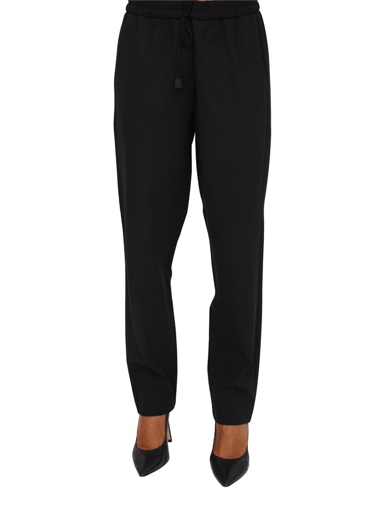 Pantalone slim fit Marella in misto lana nero con tasche alla francese