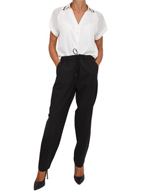 Pantalone slim fit Marella in misto lana nero con tasche alla francese in DONNA